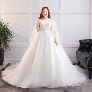 Modern Fashion White Plus Size Ball Gown Wedding Dresses 2019 Lace Tulle Appliques Backless Beading Sequins Strapless Chapel Train Wedding