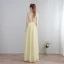 Modern / Fashion Floor-Length / Long Yellow Evening Dresses  2018 A-Line / Princess U-Neck Chiffon Lace-up Appliques Backless Pierced Formal Dresses