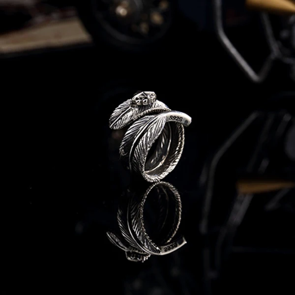 Étourdissant Argenté Plumes Fait main Bague Foi Argent sterling Club de carnaval Anneaux 2019 Accessorize