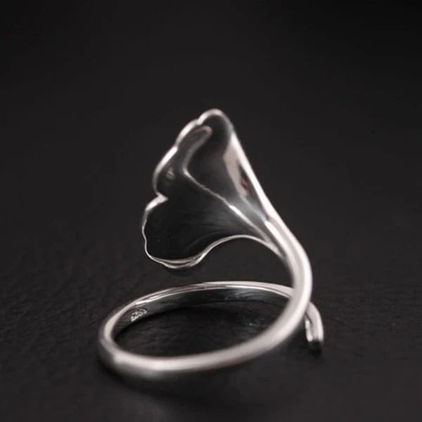 Simple Argenté Fait main Feuille Bague Argent sterling Travail Vacances Anneaux 2019 Accessorize