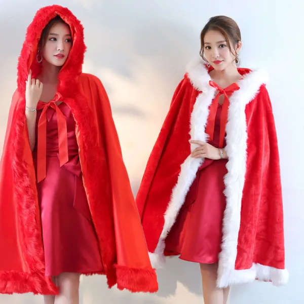 Amazing / Unique Red cloak Coats / Jackets Strappy Polyester Dancing Evening Party Accessories 2019