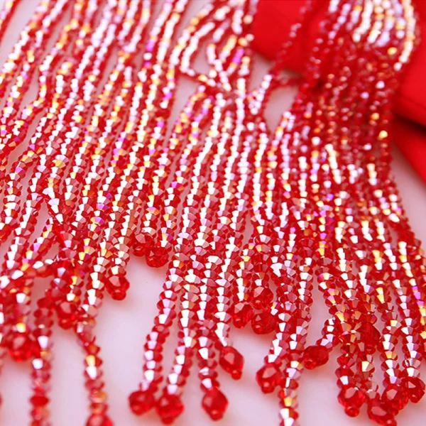 Modern / Fashion Red Sweep Train Evening Dresses  2018 Trumpet / Mermaid Charmeuse U-Neck Beading Tassel Formal Dresses