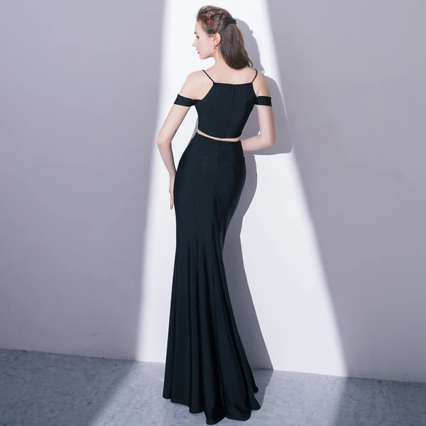 Modern / Fashion Charming 2 Piece Dark Green Court Train Evening Dresses 2018 Trumpet / Mermaid Spaghetti Straps Evening Party Formal Dresses