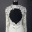 Classic Elegant Ivory Court Train Wedding 2018 Trumpet / Mermaid Long Sleeve Charmeuse U-Neck Lace-up Appliques Backless Pierced Wedding Dresses