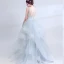 Chic / Belle Argenté Robe De Soirée 2017 Robe Boule U-Cou Dentelle Dos Nu Perlage Fait main Soirée Robe De Bal