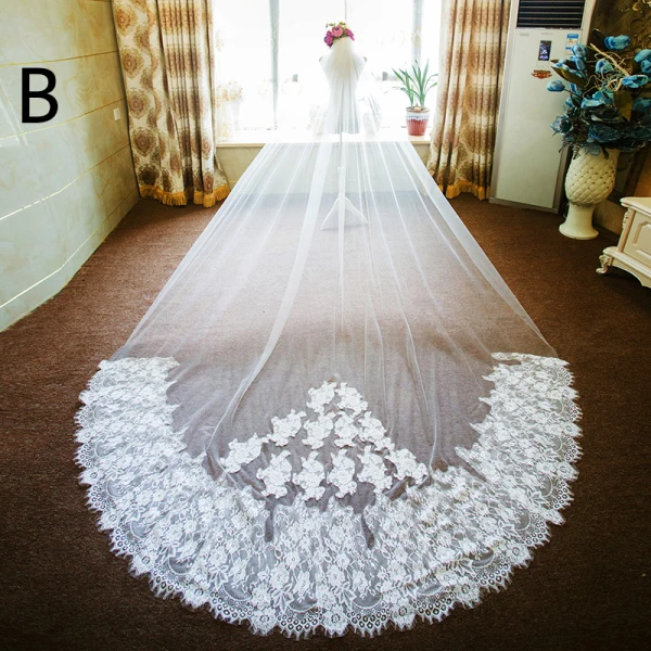Unique Blanche Mariage 2017 Appliques Tulle Voile De Mariée