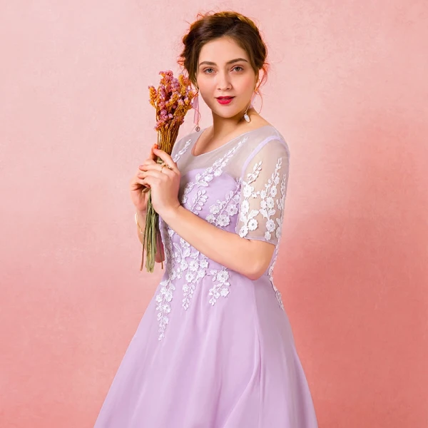 Modern / Fashion Purple Plus Size Graduation Dresses 2018 Tulle U-Neck Backless Beading Embroidered Evening Party Formal Dresses
