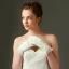 Chic / Beautiful Ivory Wedding 2018 Charmeuse Lace-up Beading Rhinestone Bridal Gloves
