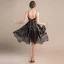 Sexy Black Short Cocktail Dresses 2018 A-Line / Princess Tulle V-Neck Beading Backless Cocktail Party Formal Dresses