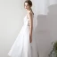 Modern / Fashion White Tea-length Wedding 2018 A-Line / Princess V-Neck Lace-up Tulle Appliques Backless Wedding Dresses
