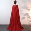 Luxury / Gorgeous Sparkly Bling Bling Burgundy Floor-Length / Long Evening Dresses  2018 A-Line / Princess With Cloak Beading Sequins Evening Party Prom Dresses