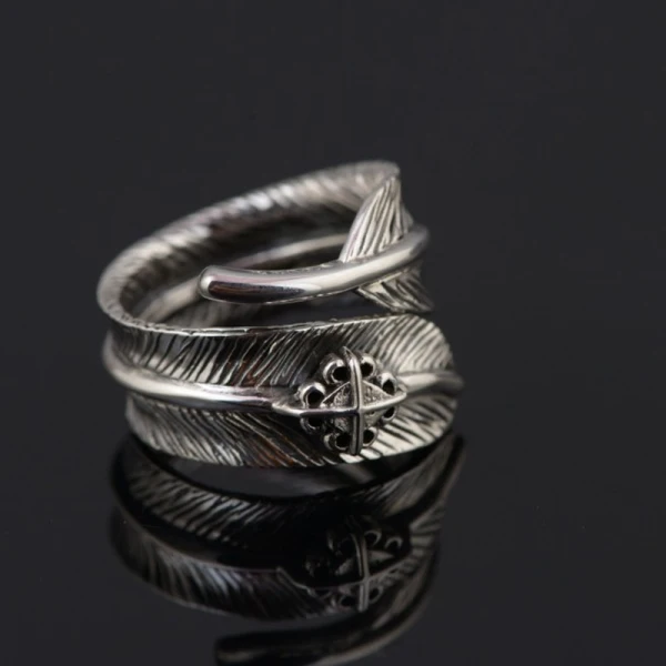 Étourdissant Argenté Plumes Fait main Bague Foi Argent sterling Club de carnaval Anneaux 2019 Accessorize