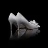 Brillante Bling Bling Plata Zapatos De Mujer 2019 Cuero Rebordear Flor Glitter Lentejuelas Noche High Heels Punta Estrecha Zapatos de novia