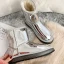 Amazing / Unique Silver Snow Boots 2020 Woolen Patent Leather Casual Outdoor / Garden Winter Flat Round Toe Womens Boots
