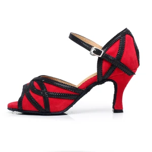 Stylowe Modne Czerwone Latin Buty Taneczne 2020 Skórzany Z Paskiem Taniec Bal Buty Damskie