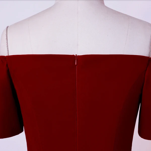 Classic Elegant Burgundy Homecoming Graduation Dresses 2020 A-Line / Princess Short Sleeve Handmade Off-The-Shoulder Short Summer Formal Dresses