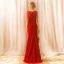 Modern / Fashion Red Sweep Train Evening Dresses  2018 Trumpet / Mermaid Charmeuse U-Neck Beading Tassel Formal Dresses