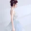 Chic / Belle Argenté Robe De Soirée 2017 Robe Boule U-Cou Dentelle Dos Nu Perlage Fait main Soirée Robe De Bal