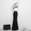 Chic / Beautiful Black Evening Dresses  2017 Backless Trumpet / Mermaid Lace X-Strap Pierced Spaghetti Straps Evening Party