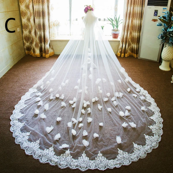 Unique Blanche Mariage 2017 Appliques Tulle Voile De Mariée