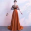 Klassieke Elegante Oranje Avondjurken 2017 A lijn U-hals Ruglooze Kralen Chiffon Avond Gelegenheid Jurken