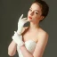 Chic / Beautiful Ivory Wedding 2018 Charmeuse Lace-up Beading Rhinestone Bridal Gloves