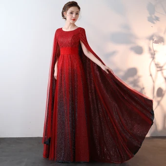 Luxe Scintillantes Bling Bling Bordeaux Longue Robe De Soirée 2018 Princesse Avec Cape Perlage Paillettes Soirée Robe De Bal