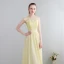 Modern / Fashion Floor-Length / Long Yellow Evening Dresses  2018 A-Line / Princess U-Neck Chiffon Lace-up Appliques Backless Pierced Formal Dresses