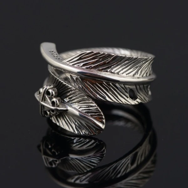Étourdissant Argenté Plumes Fait main Bague Foi Argent sterling Club de carnaval Anneaux 2019 Accessorize