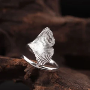 Simple Argenté Fait Main Feuille Bague Argent Sterling Travail Vacances Anneaux 2019 Accessorize