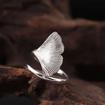 Enkel Sølv Håndlaget Blad Ringe Sterling Sølv Arbeid Ferie Ringer 2019 Tilbehør