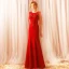 Modern / Fashion Red Sweep Train Evening Dresses  2018 Trumpet / Mermaid Charmeuse U-Neck Beading Tassel Formal Dresses