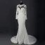 Classic Elegant Ivory Court Train Wedding 2018 Trumpet / Mermaid Long Sleeve Charmeuse U-Neck Lace-up Appliques Backless Pierced Wedding Dresses