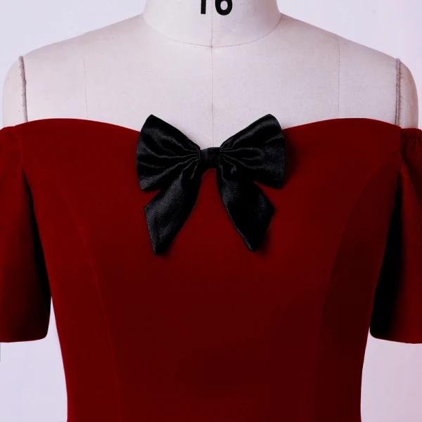 Classic Elegant Burgundy Homecoming Graduation Dresses 2020 A-Line / Princess Short Sleeve Handmade Off-The-Shoulder Short Summer Formal Dresses