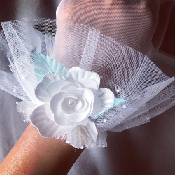 Flower Fairy White Bridal Gloves 2020 Appliques Flower Tulle Prom Wedding Accessories