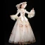 Vintage / Retro Medieval Ivory Ball Gown Prom Dresses 2021 High Neck Long Sleeve Floor-Length / Long 3D Lace Embroidered Flower Printing Cosplay Prom Formal Dresses