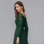 Modest / Simple Green Mother Of The Bride Dresses 2020 A-Line / Princess Floor-Length / Long Long Sleeve Zipper Up at Side Off-The-Shoulder Backless Embroidered Wedding Evening Party Wedding Party Dresses