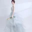 Chic / Belle Argenté Robe De Soirée 2017 Robe Boule U-Cou Dentelle Dos Nu Perlage Fait main Soirée Robe De Bal