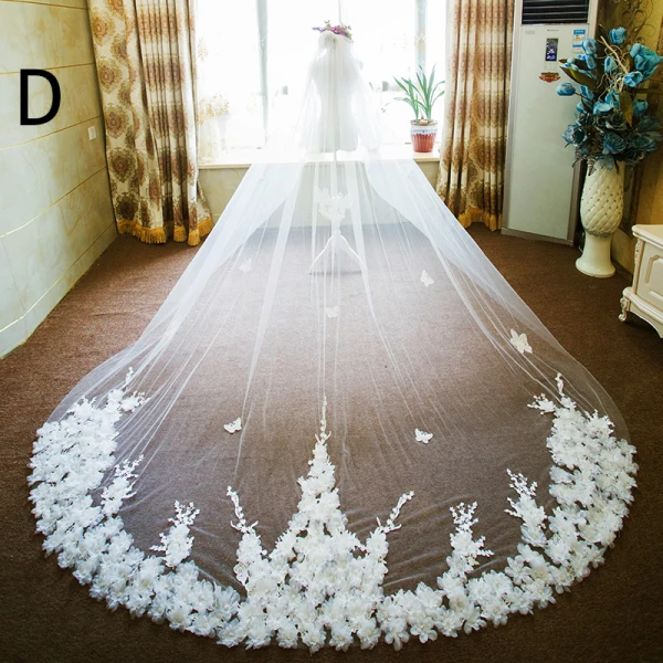 Unique Blanche Mariage 2017 Appliques Tulle Voile De Mariée