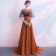 Klassieke Elegante Oranje Avondjurken 2017 A lijn U-hals Ruglooze Kralen Chiffon Avond Gelegenheid Jurken