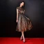 Chic / Belle Doré Robe De Graduation 2018 Princesse Col Haut Tulle Rayé Perlage Glitter Paillettes de retour Robe De Ceremonie