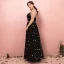 Chic / Beautiful Black Plus Size Prom Dresses 2018 A-Line / Princess Zipper Up Tulle U-Neck Star Backless Beading Sequins Embroidered Evening Party Evening Dresses