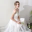 Modern / Fashion White Tea-length Wedding 2018 A-Line / Princess V-Neck Lace-up Tulle Appliques Backless Wedding Dresses