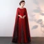 Luxury / Gorgeous Sparkly Bling Bling Burgundy Floor-Length / Long Evening Dresses  2018 A-Line / Princess With Cloak Beading Sequins Evening Party Prom Dresses