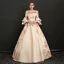 Vintage Champagner Lange Ballkleid Ballkleider 2018 Schnüren U-Ausschnitt Charmeuse Rückenfreies Drucken Ball Festliche Kleider