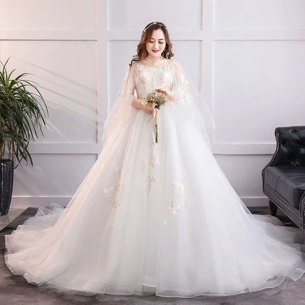 Modern / Fashion White Plus Size Ball Gown Wedding Dresses 2019 Lace Tulle Appliques Backless Beading Sequins Strapless Chapel Train Wedding