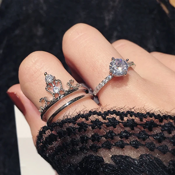 Luxury / Gorgeous Silver Rhinestone Pageant Wedding Rings 2019 Accessories
