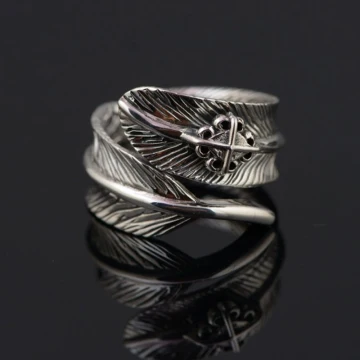 Stunning Silver Feather Handmade Ring Faith Sterling Silver Rave Club Rings 2019 Accessories