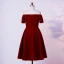 Classic Elegant Burgundy Homecoming Graduation Dresses 2020 A-Line / Princess Short Sleeve Handmade  Off-The-Shoulder Short Summer Formal Dresses