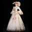 Vintage / Retro Medieval Ivory Ball Gown Prom Dresses 2021 High Neck Long Sleeve Floor-Length / Long 3D Lace Embroidered Flower Printing Cosplay Prom Formal Dresses